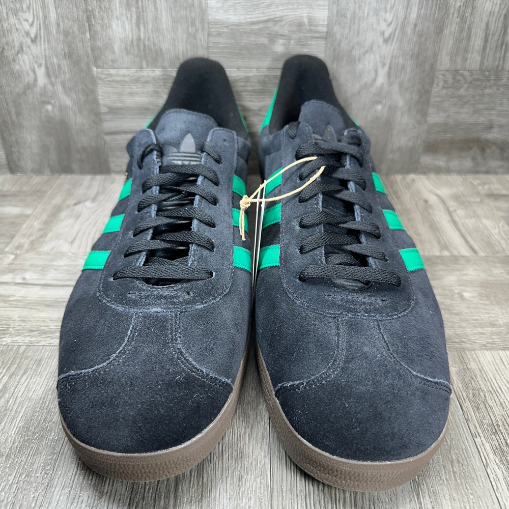 Adidas Gazelle Mens 14 Black Suede Green Gum Retro Classic NEW JH5394 - Picture 4 of 8